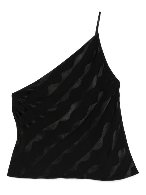One-shoulder wave-pattern top - Black