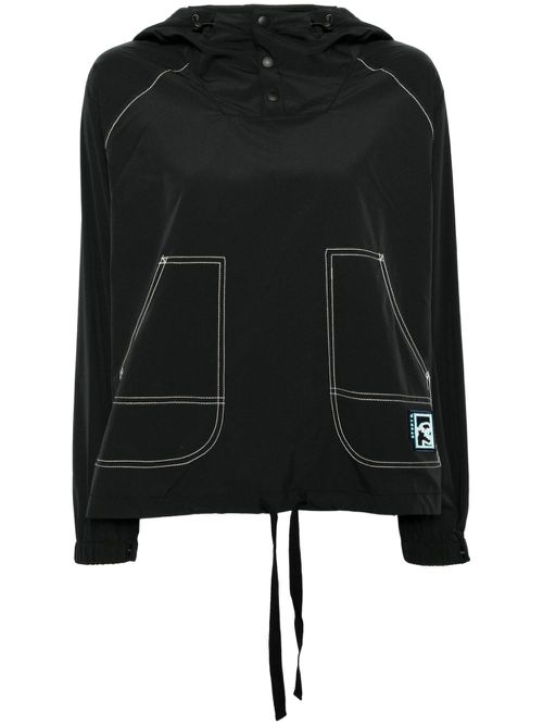 Logo-patched hooded top - Black