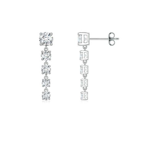 Angara 1.12 CTW Graduated Round Diamond Five-Stone Dangle Earrings in 18K White Gold