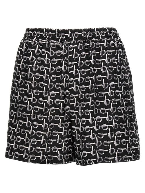Monogram Silk Shorts — Black