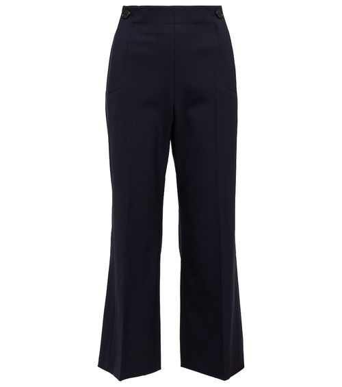 High-rise cropped flared wool pants