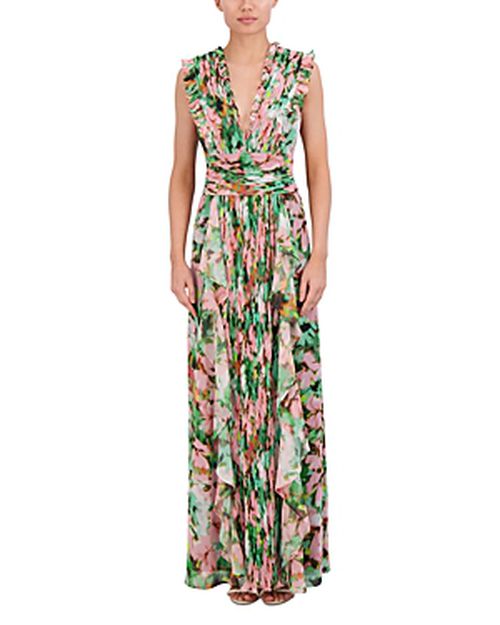 Printed Cascading Ruffle Maxi Dress