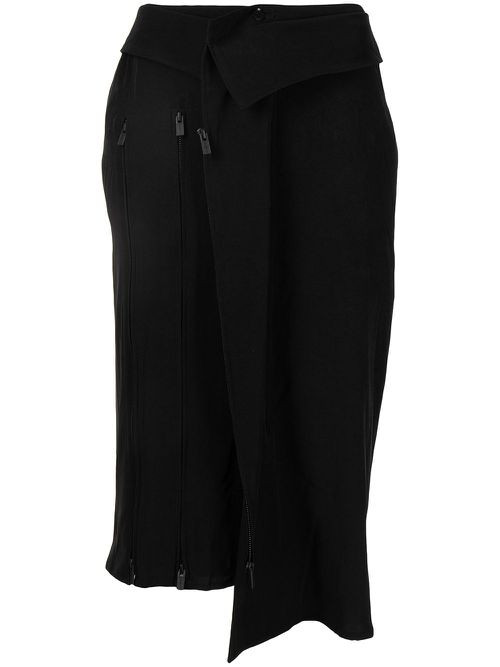 Asymmetric zip detail skirt - Black