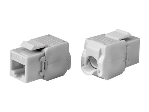 Cat6A RJ45 Toolless 180-Degree Keystone Jack for 22-24AWG Solid Wire, White