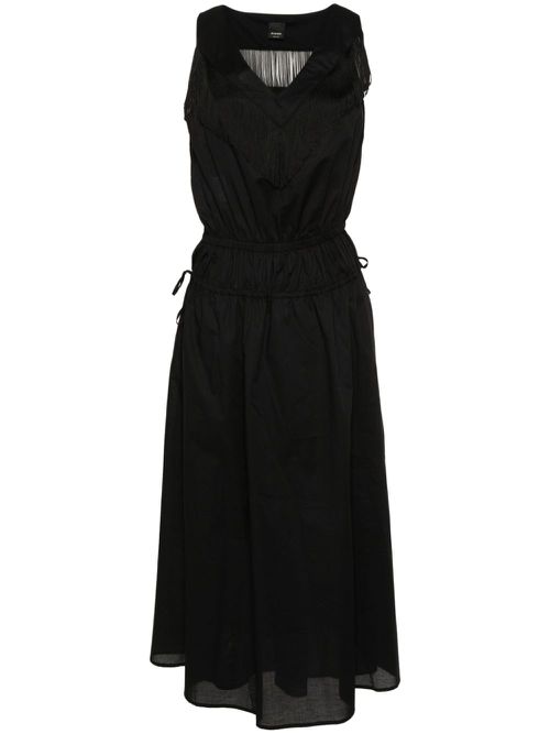 Fringe-detail cotton midi dress - Black