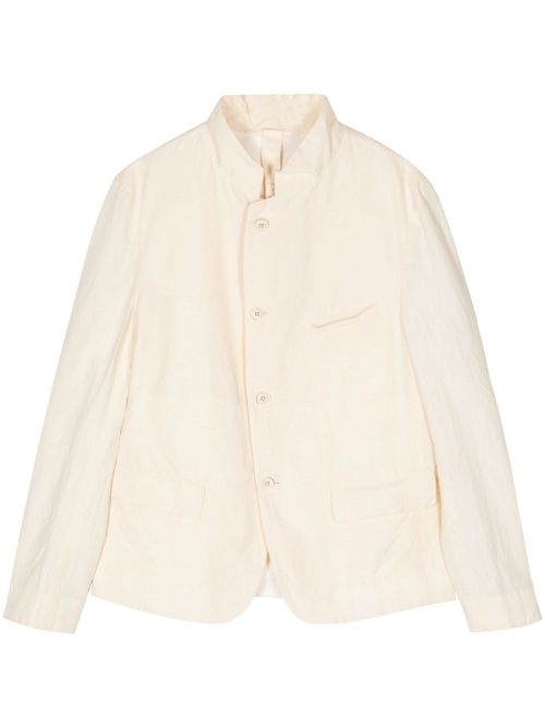 Crinkled-finish button-up shirt jacket - Neutrals