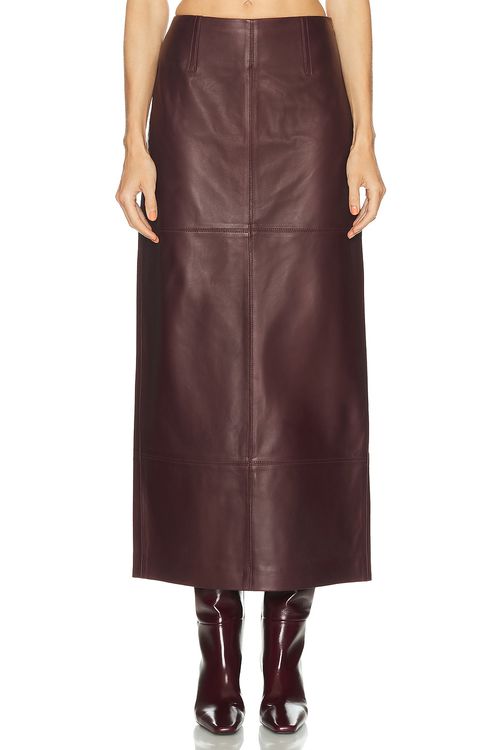 SRG Mango Leather Skirt in Burgundy