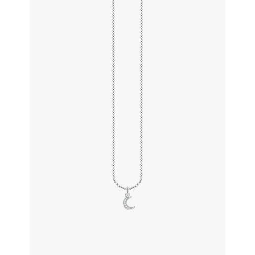 Womens 925 Silver & Cz Moon Sterling-silver and Cubic Zirconia Necklace 45cm