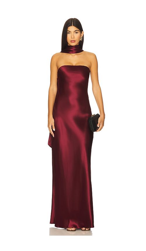 MISHA The Lilia Satin Dress in Wine. - XXS also in L, M
