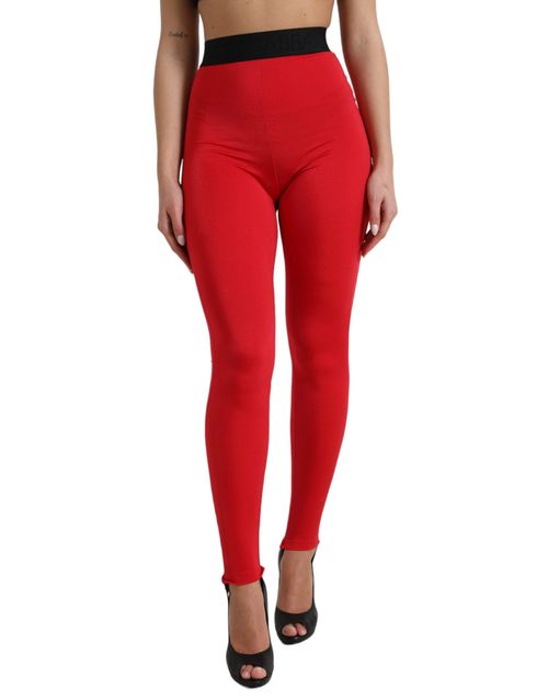 Nylon DG Logo Leggings — Red