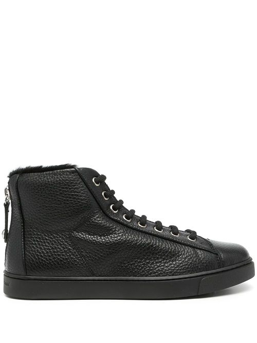 Pebbled high-top sneakers - Black