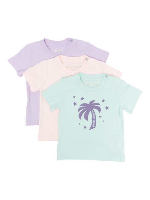 Logo-print cotton T-shirts (pack of three) - Green