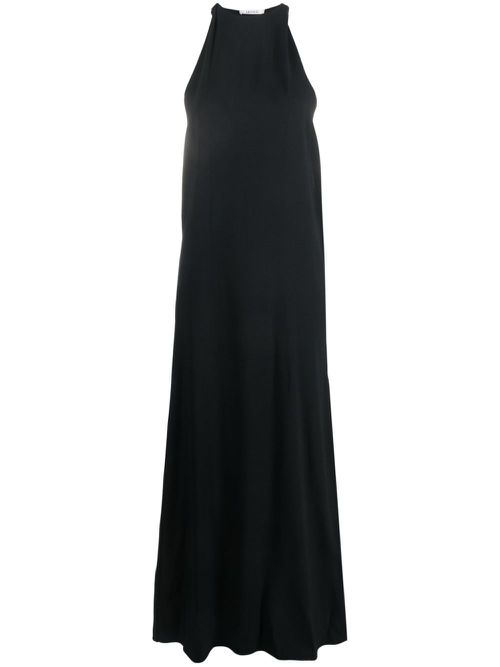 Draped-detail sleeveless maxi dress - Black
