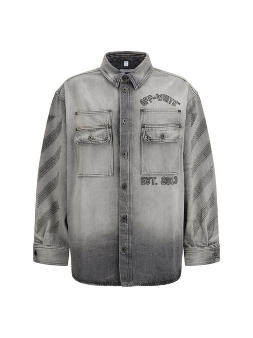 Diag Military Denim Overshirt — Gray