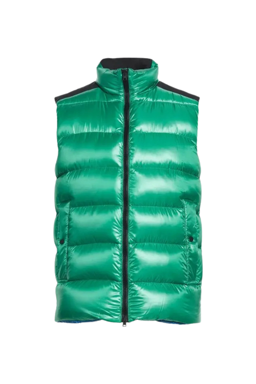 Quilted Nylon Vest — Green