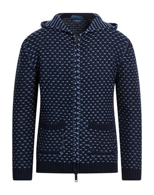 Man Cardigan Navy Size L Merino Wool, Polyamide