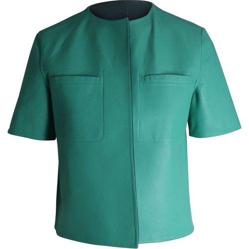 Marni Pre-owned Womens Reversible Short Sleeve Jacket in Green Leather - Women
