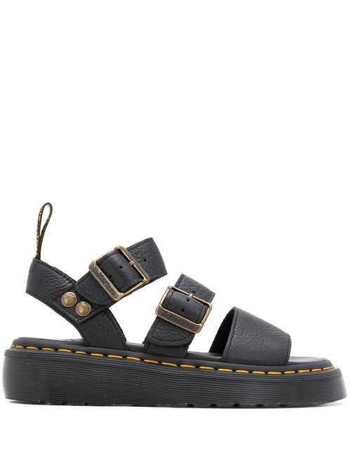 Open toe buckled sandals - Black