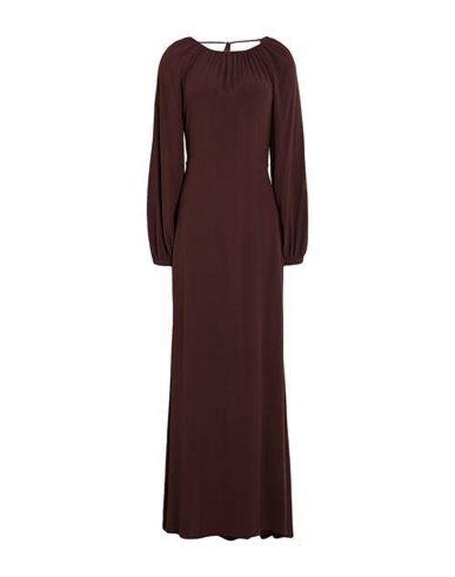 Woman Maxi dress Chocolate brown Size 8 Acetate, Silk