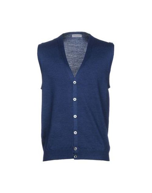 Man Cardigan Blue Size 46 Virgin Wool
