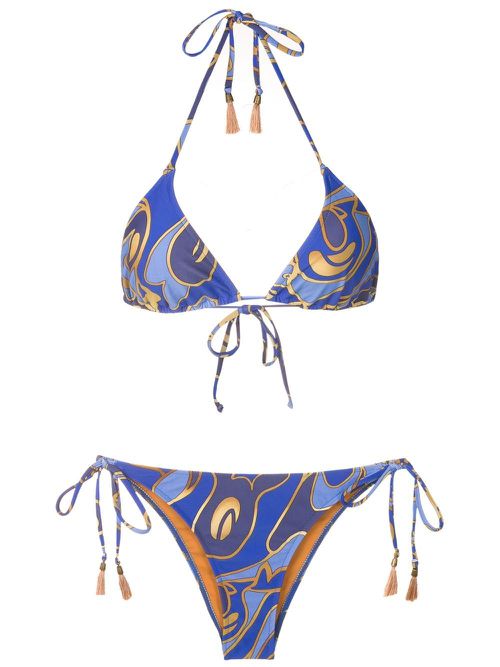 Graphic-print bikini - Blue
