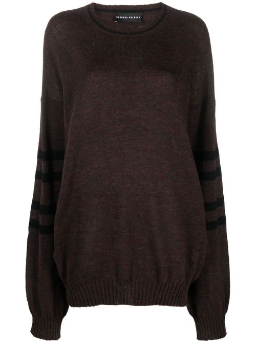 Stripe-detail long-sleeve jumper - Brown