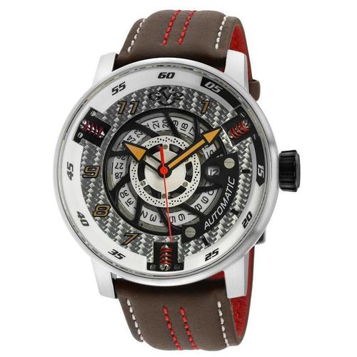 GV2 Motorcycle Mens Silver Dial Black Calfskin Leather Watch