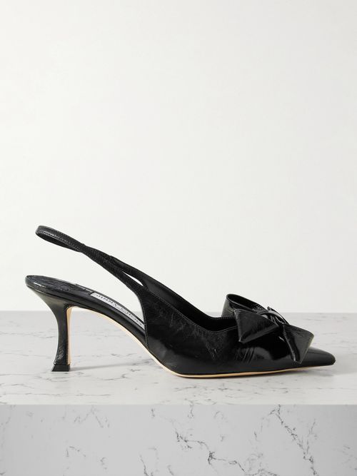 Staz 70 Bow-embellished Crinkled-leather Slingback Pumps - Black