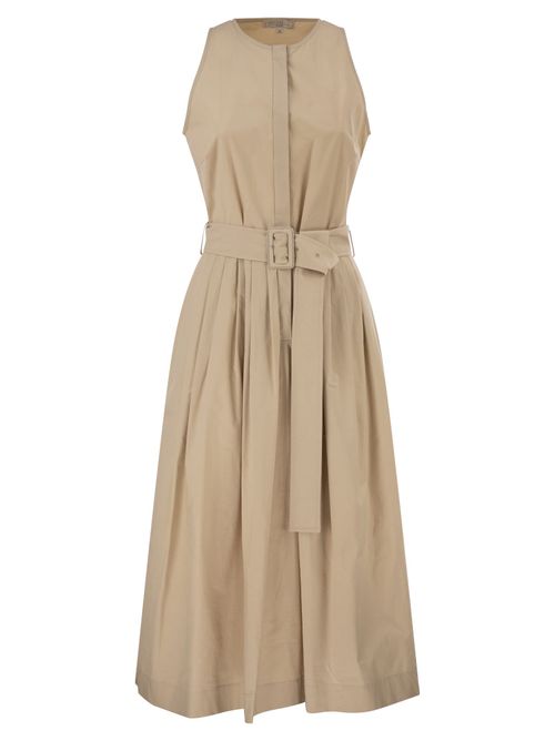 Antonelli Firenze Sleeveless Cotton Stretch Midi Dress With Belt