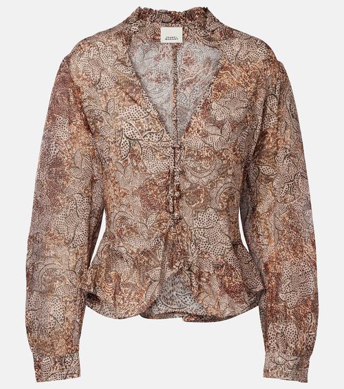 Celeny printed cotton voile blouse