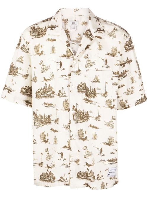 Graphic-print cotton shirt - Neutrals