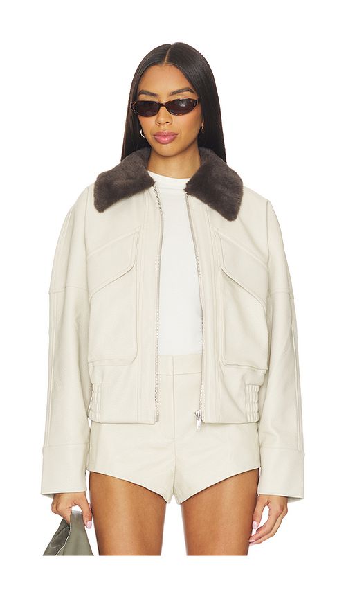MADISON THE LABEL x REVOLVE Chappell Jacket With Faux Fur Collar in Cream. XS. Also in M, S, XL/1X