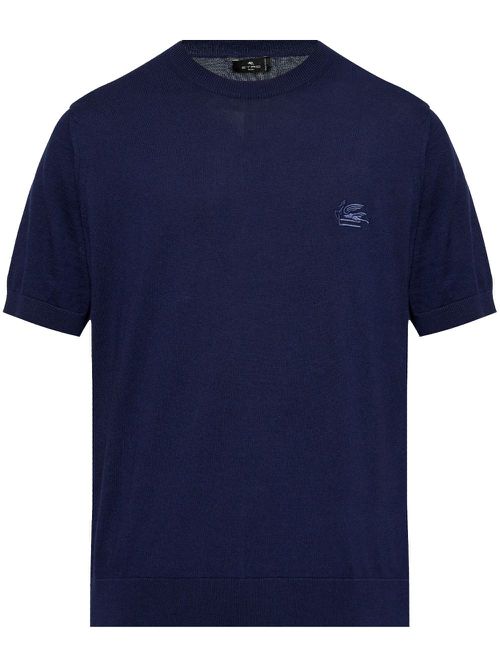 Pegaso-embroidered T-shirt - Blue