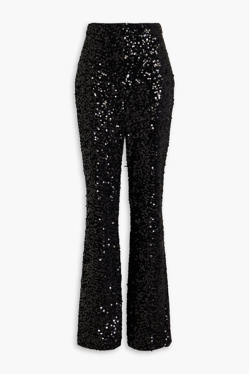Sequined velvet flared pants