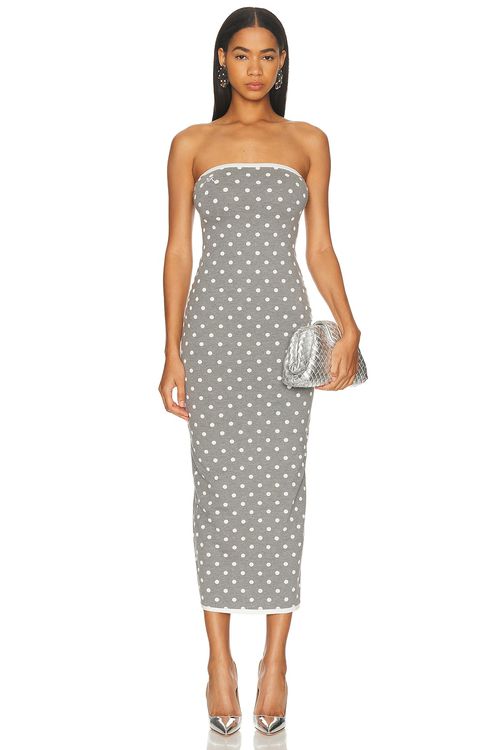 Rowen Rose Strapless Dress in Grey