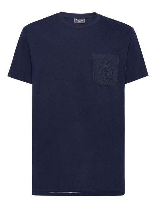 Crest-embroidered T-shirt - Blue