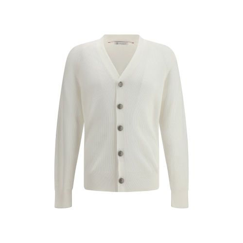Ribbed Cotton Cardigan — White