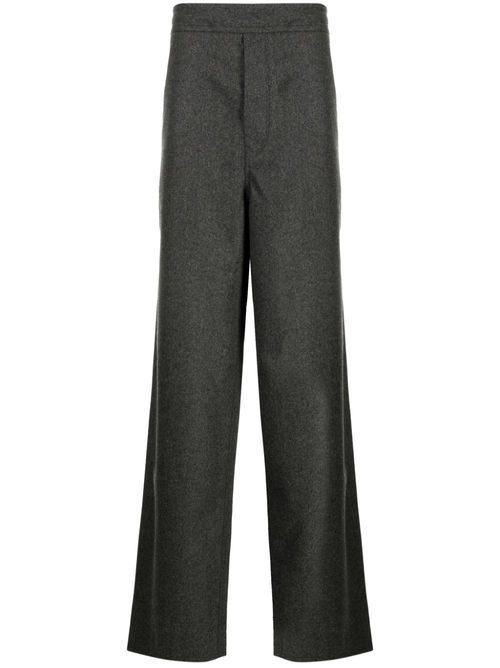 Drawstring-fastening straight-leg trousers - Grey