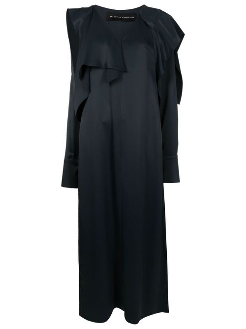 Slit-sleeve draped maxi dress - Blue
