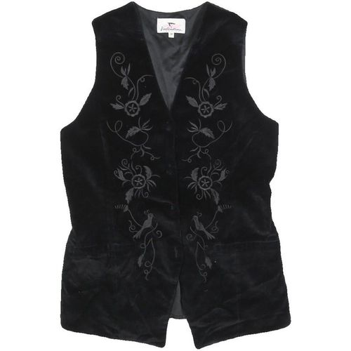 VALENTINE Womens Black Embroidered Jacket S Polyester Blend Button Closure