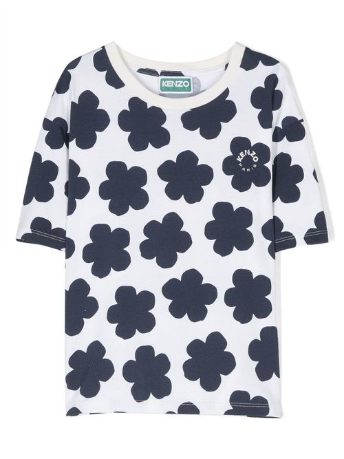 Floral-print stretch-cotton T-shirt - White
