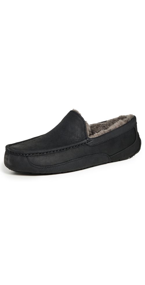 Ascot Leather Slippers Black