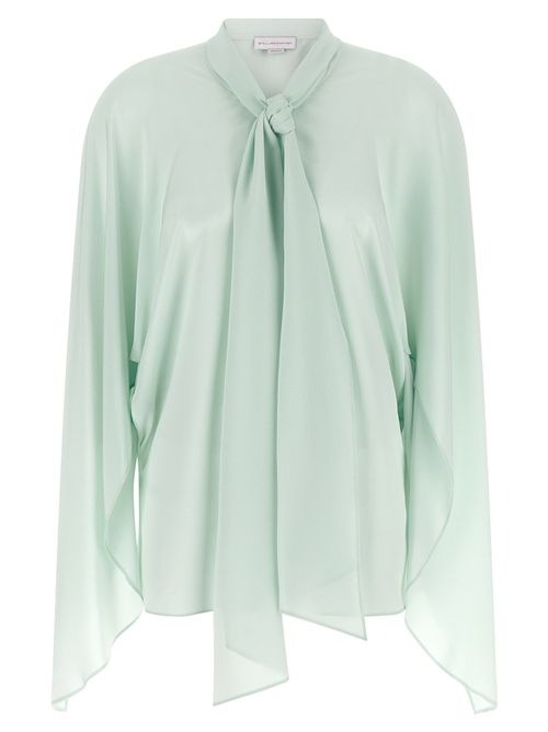 Lavallière Collar Silk Shirt — Mint