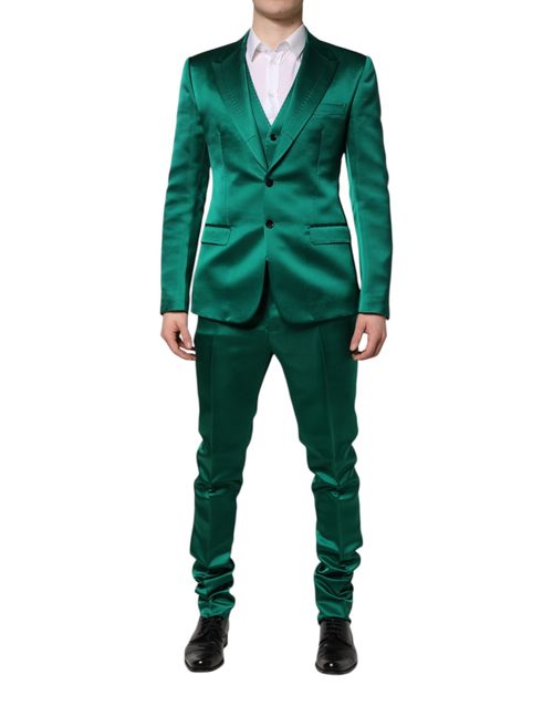 Silk Three-Piece Suit — Green
