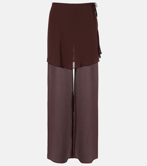 Sheer silk wide-leg pants