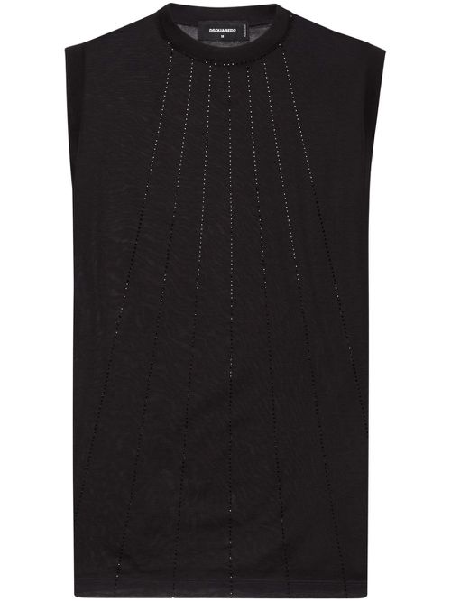 Rhinestone-embellished tank top - Black