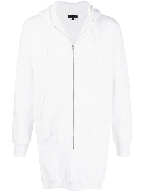 Asymmetric-hem hoodie - White