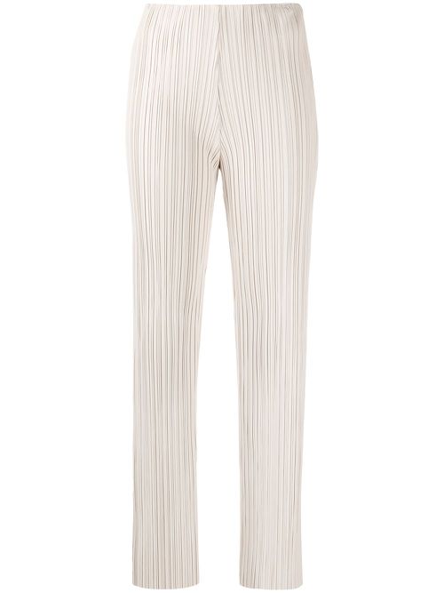 Straight-leg pleated trousers - Neutrals