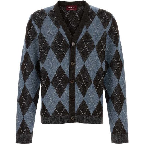 Gucci Embroidered Stretch Wool Blend Cardigan