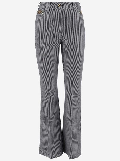 Cotton Denim Flare Pants